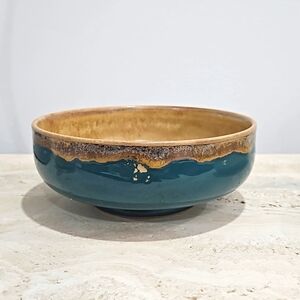 Studio pottery glazed footed bowl